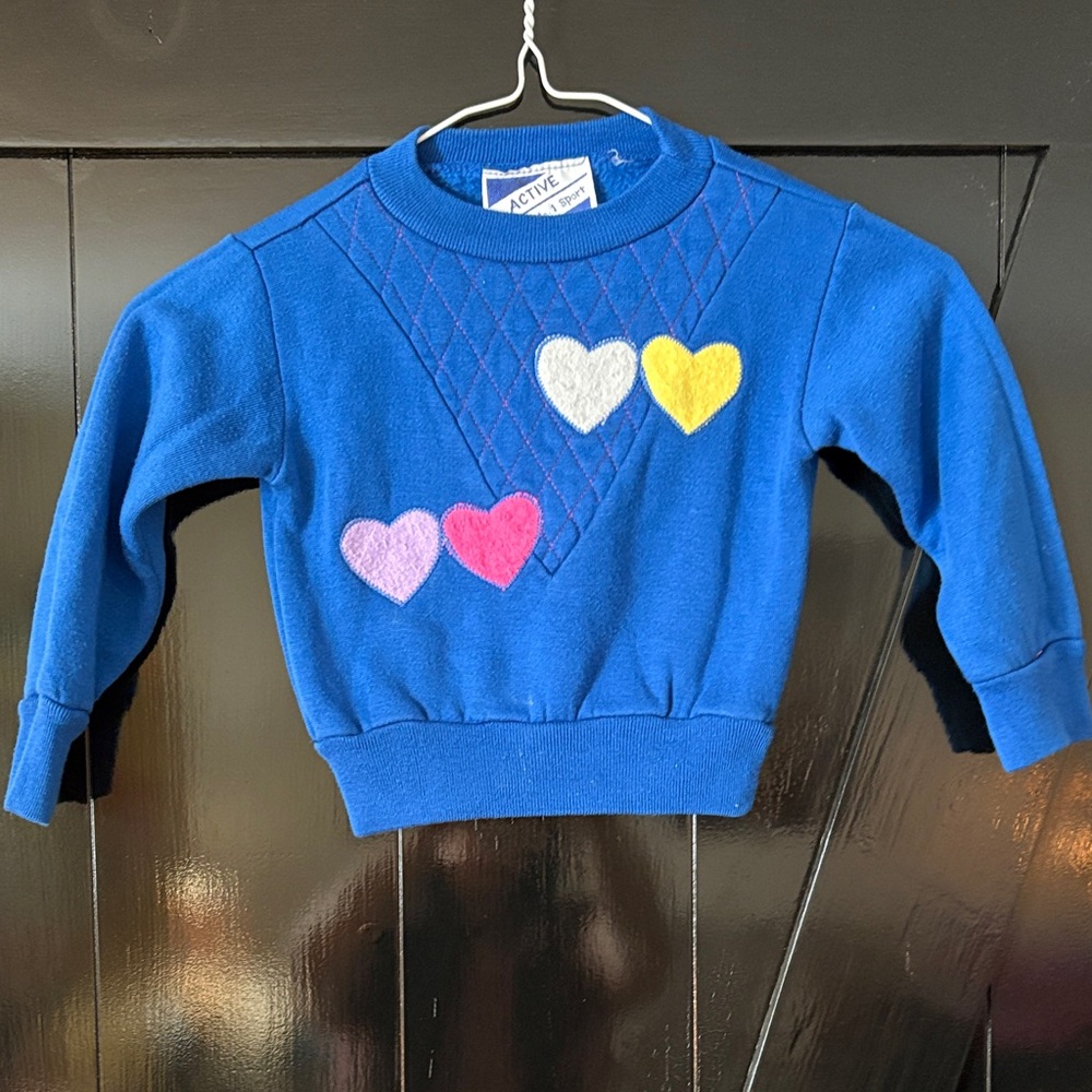 Active USA Vintage eighties Blue Kids Sweatshirt with Heart Details